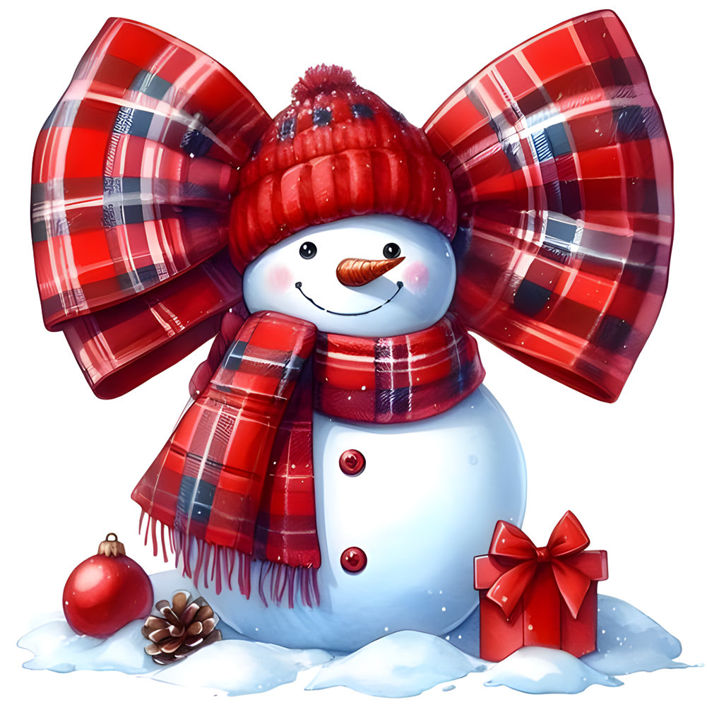 Diamond Painting - Full Round - Bow snowman (30*30CM)