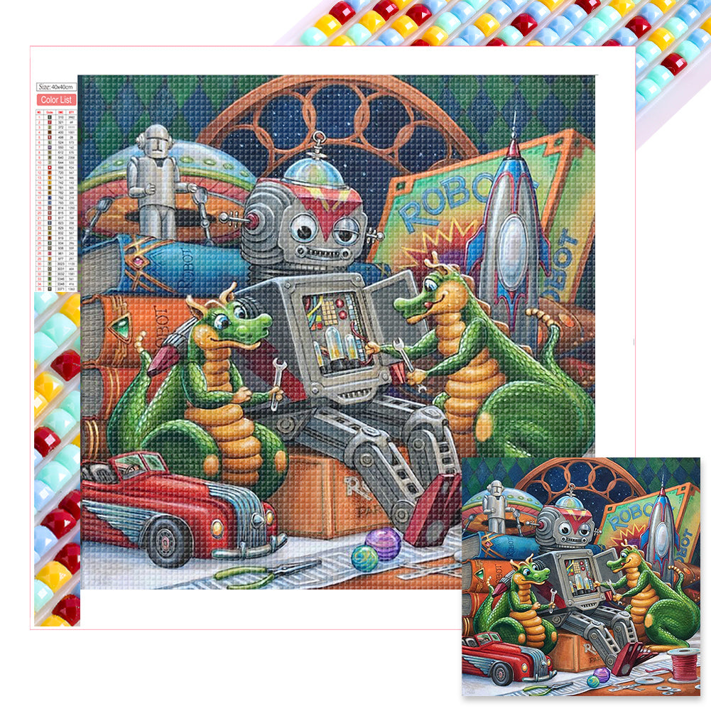 Diamond Painting - Full Square - Robot and dragon (40*40CM)