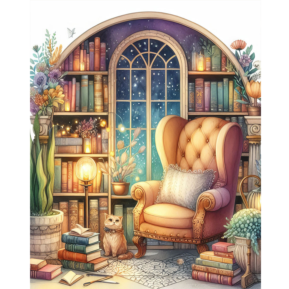 Diamond Painting - Full Round - Magic bookstore (40*50CM)