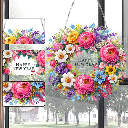 Acrylic Wreath Special Shaped Diamond Painting Kit for Home Window Decoration