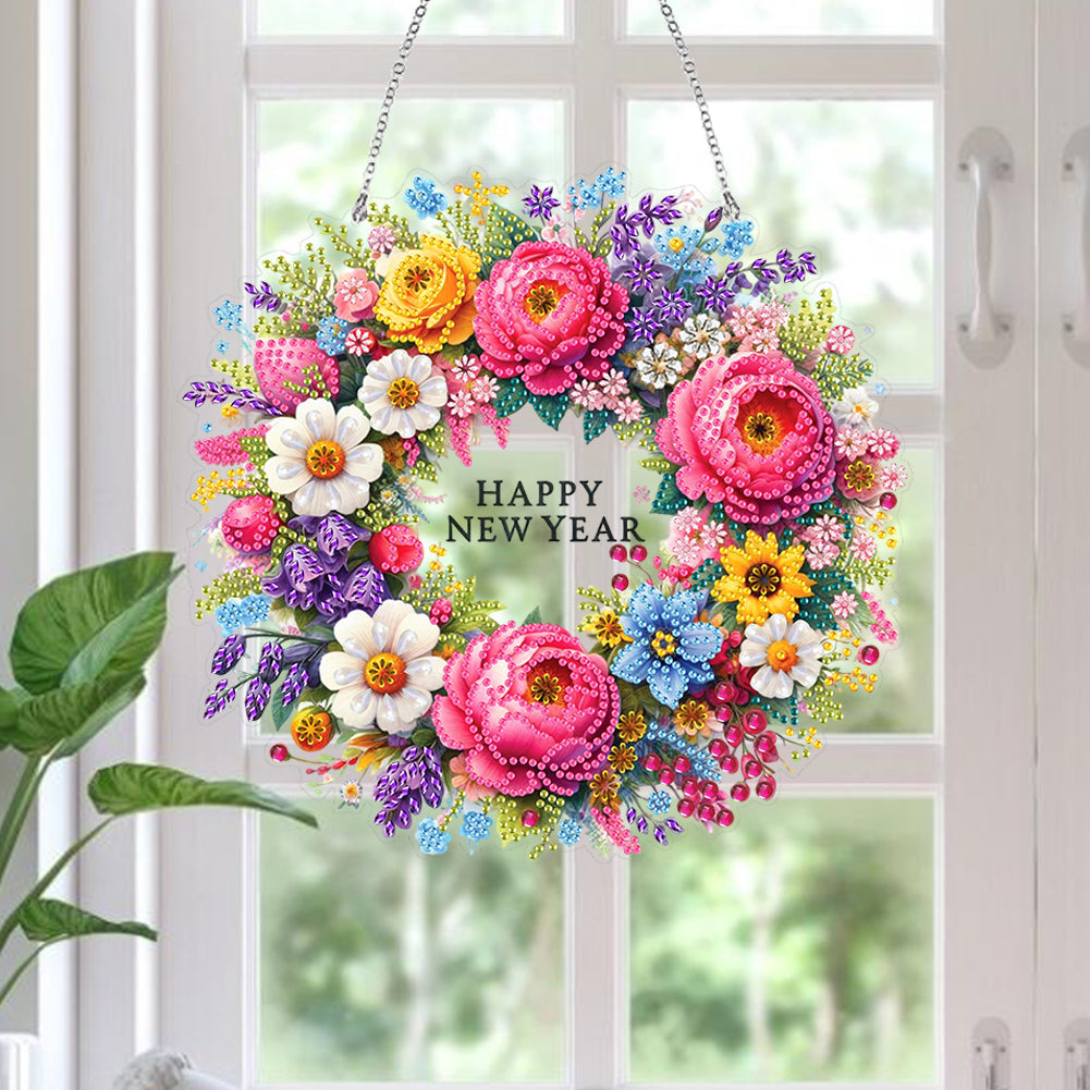 Acrylic Wreath Special Shaped Diamond Painting Kit for Home Window Decoration