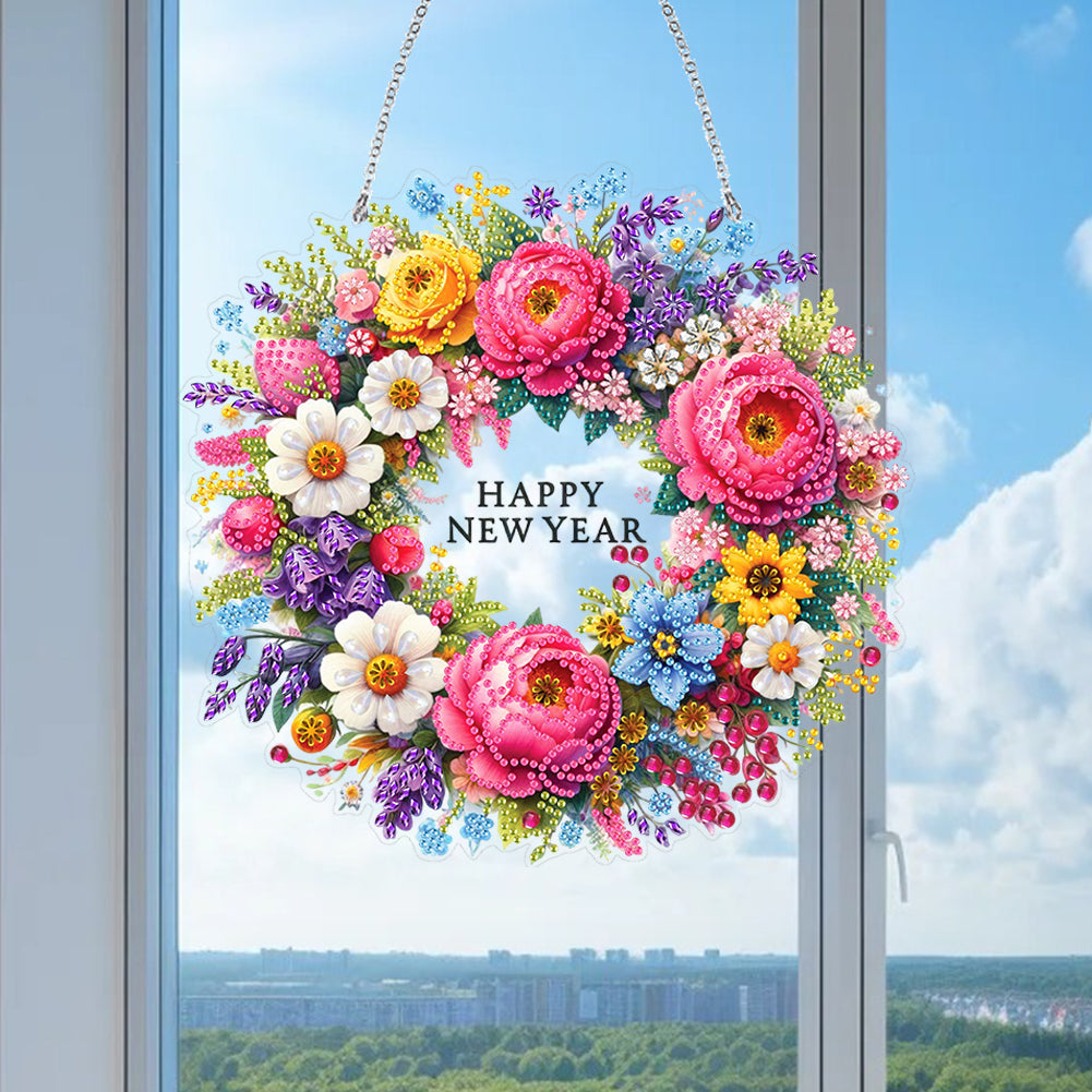 Acrylic Wreath Special Shaped Diamond Painting Kit for Home Window Decoration