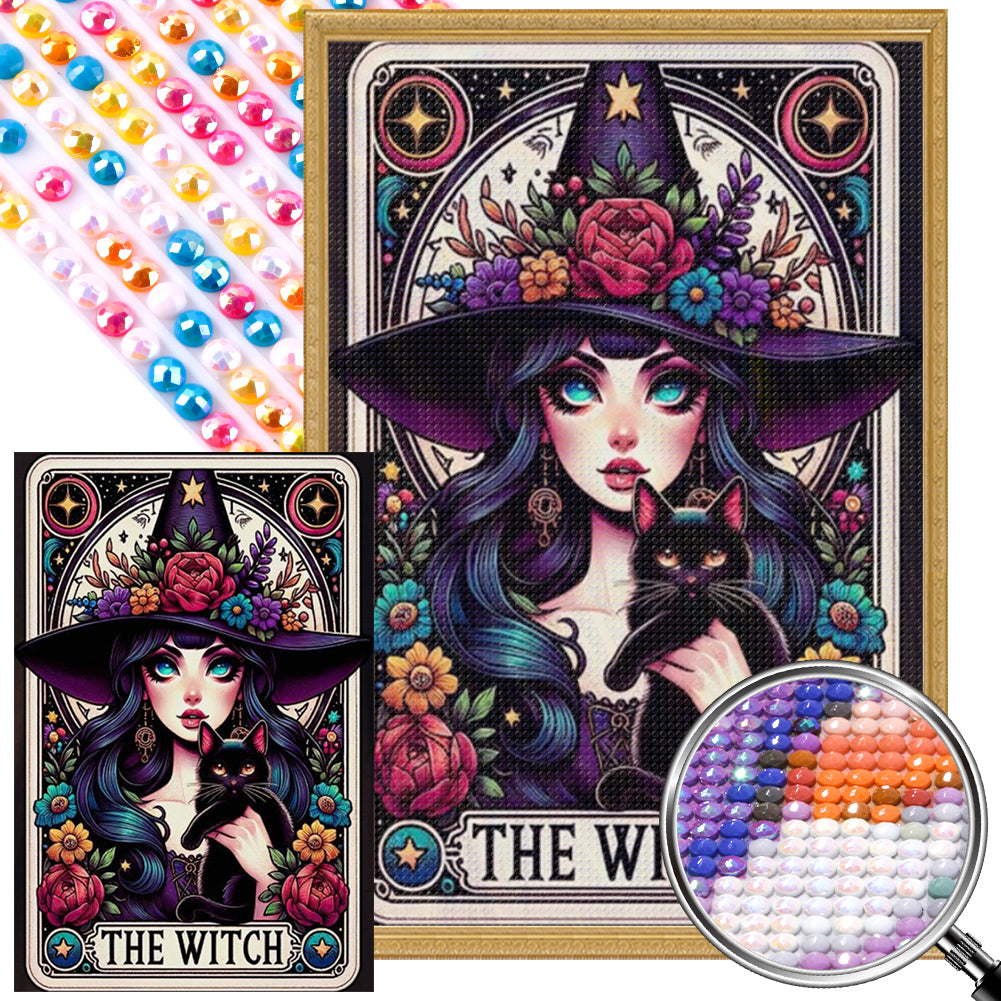 AB Diamond Painting - Full Round - Witch and black cat (40*60CM)