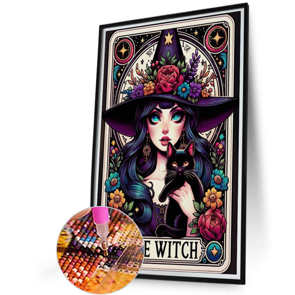 AB Diamond Painting - Full Round - Witch and black cat (40*60CM)