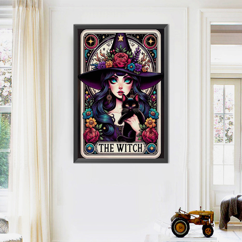 AB Diamond Painting - Full Round - Witch and black cat (40*60CM)