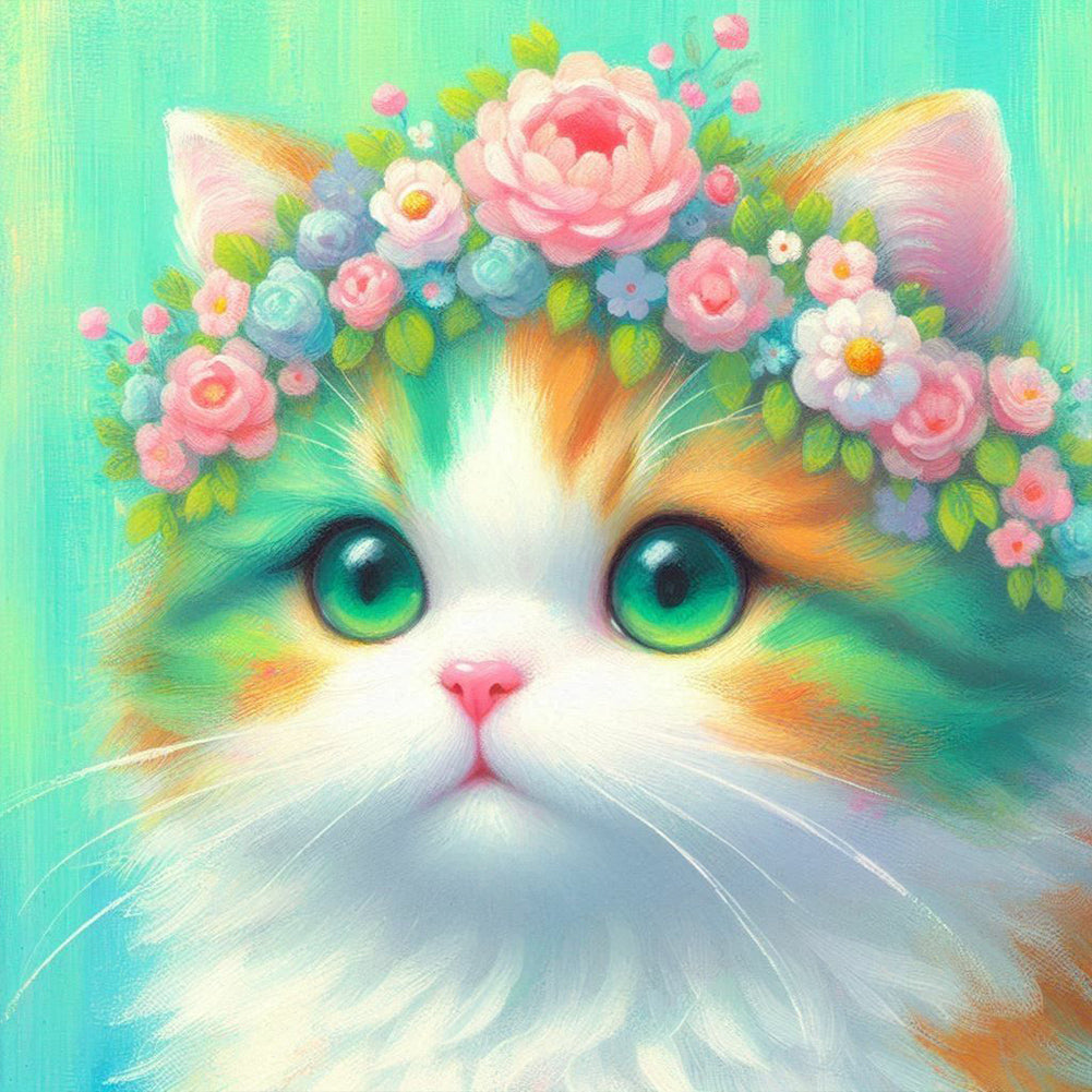 Diamond Painting - Full Round - Little white orange cat (30*30CM)
