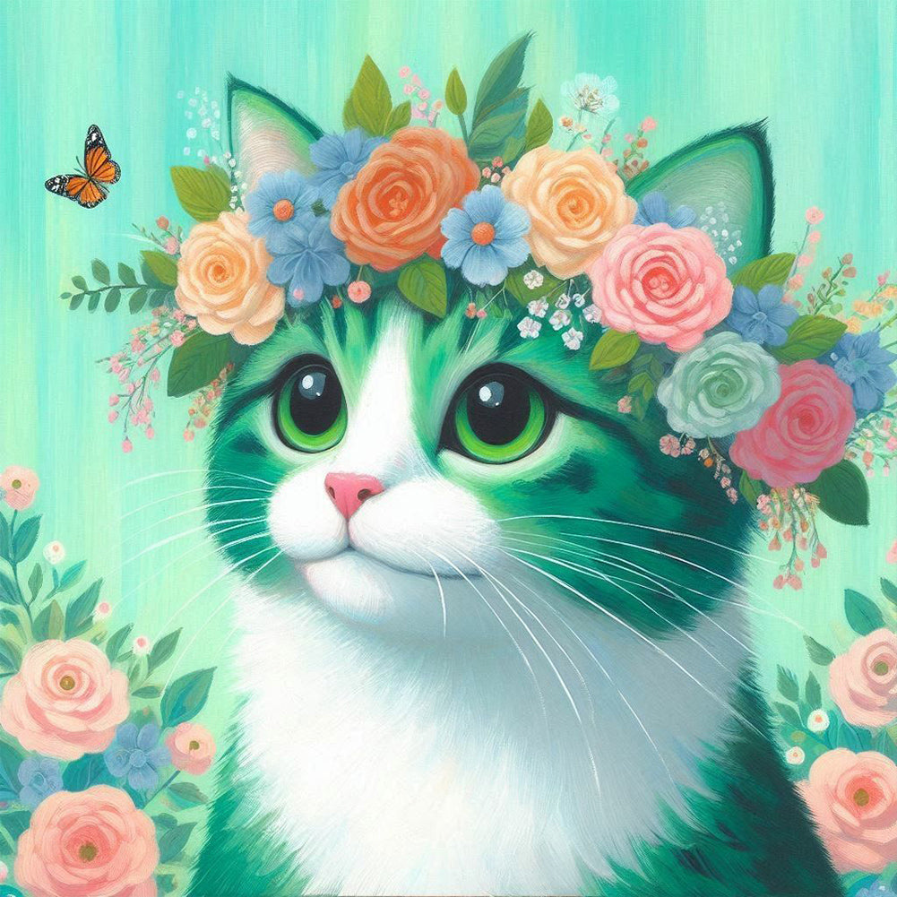 Diamond Painting - Full Round - Blue-white cat (30*30CM)