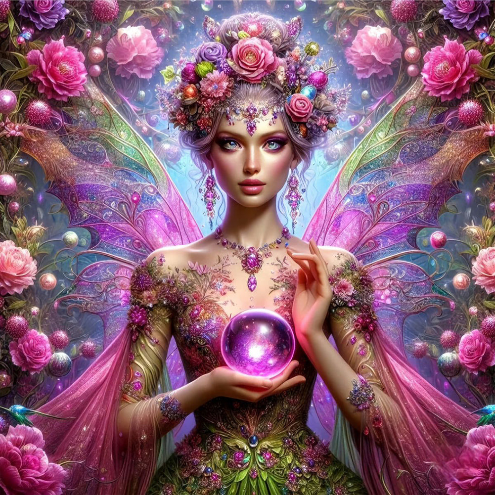 Diamond Painting - Full Round - Crystal flower fairy woman (40*40CM)