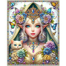 Load image into Gallery viewer, Diamond Painting - Full Round - Butterfly white cat girl (40*50CM)
