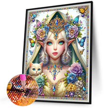 Load image into Gallery viewer, Diamond Painting - Full Round - Butterfly white cat girl (40*50CM)
