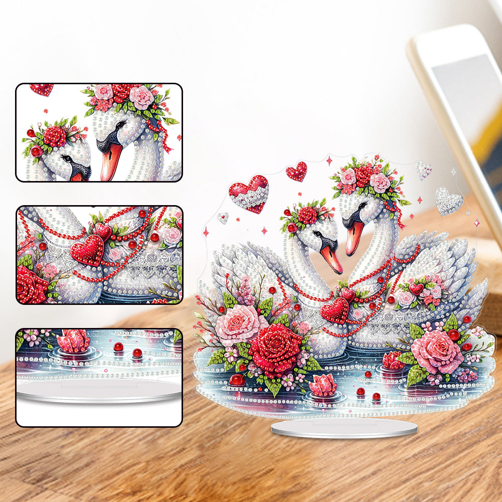 Acrylic Special Shape Valentines Day Swan 5D DIY Diamond Painting Ornament