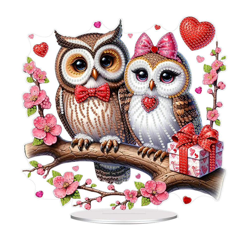 Acrylic Special Shape Valentines Day Owl 5D DIY Diamond Painting Ornament