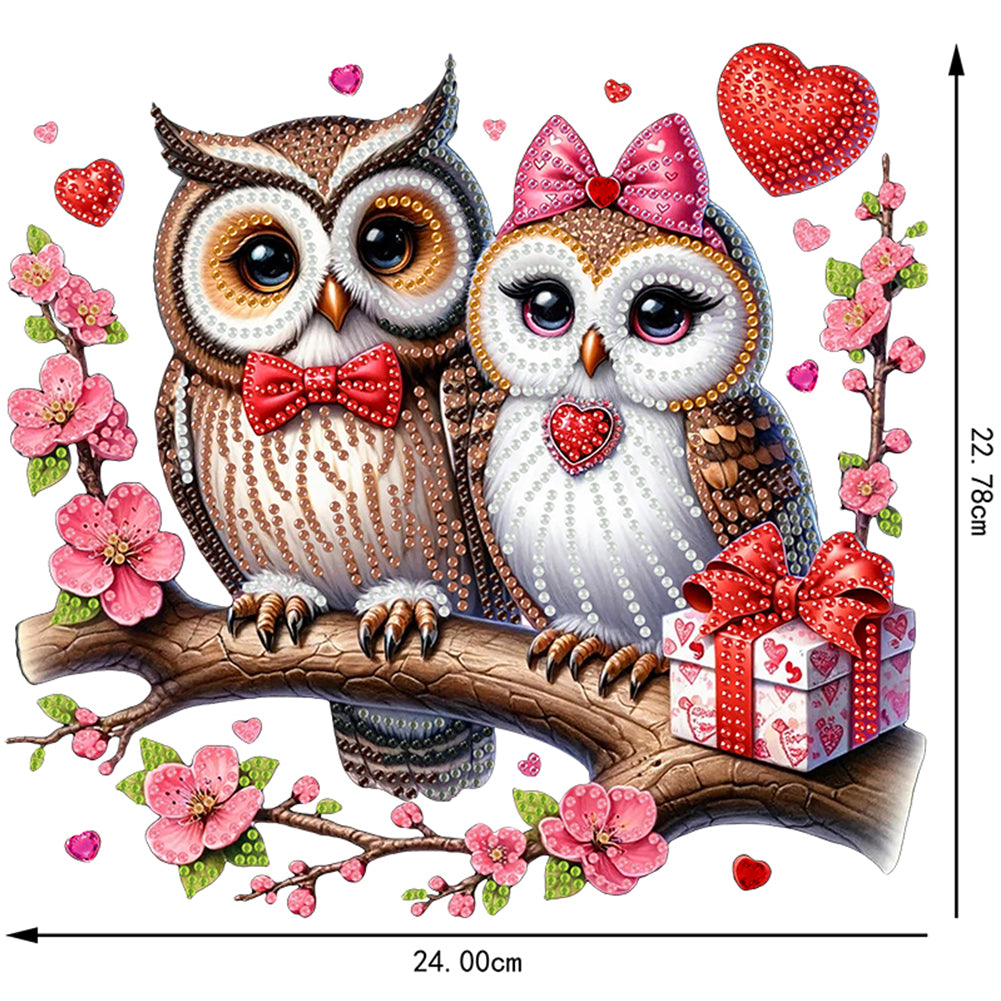 Acrylic Special Shape Valentines Day Owl 5D DIY Diamond Painting Ornament