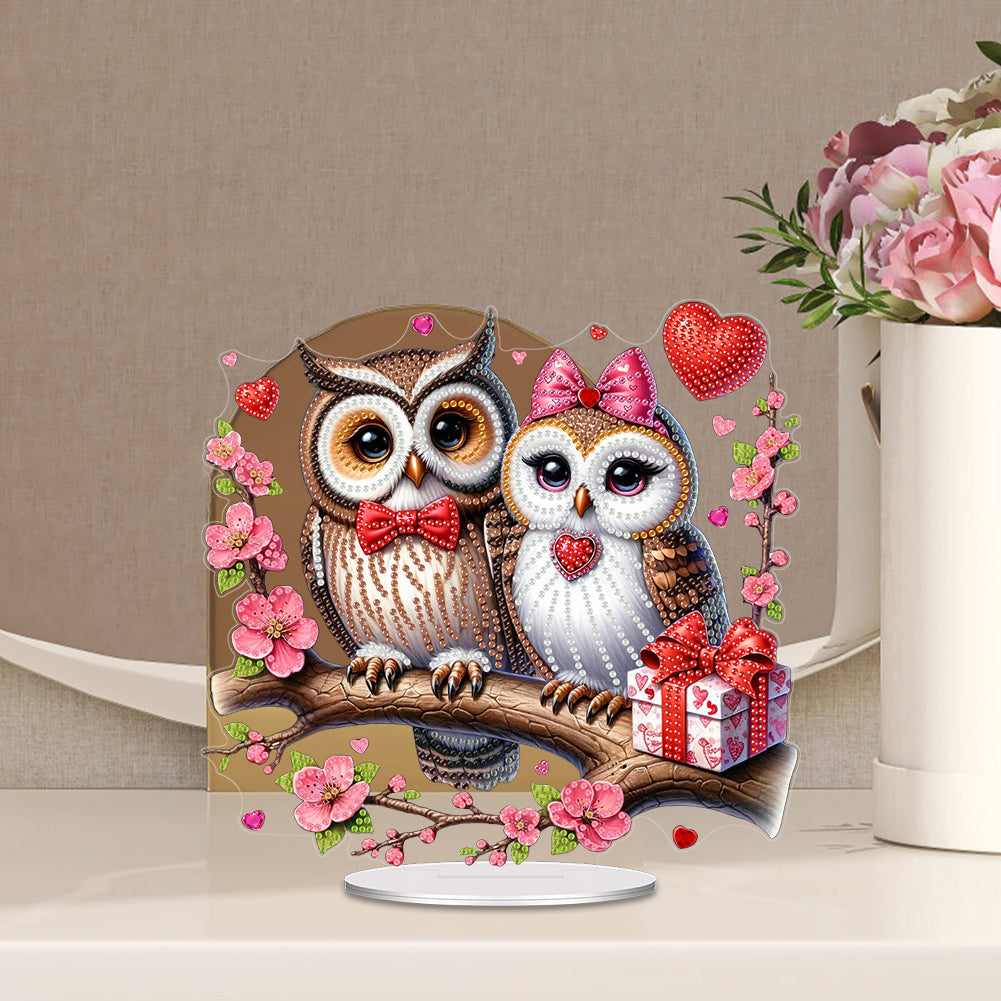 Acrylic Special Shape Valentines Day Owl 5D DIY Diamond Painting Ornament