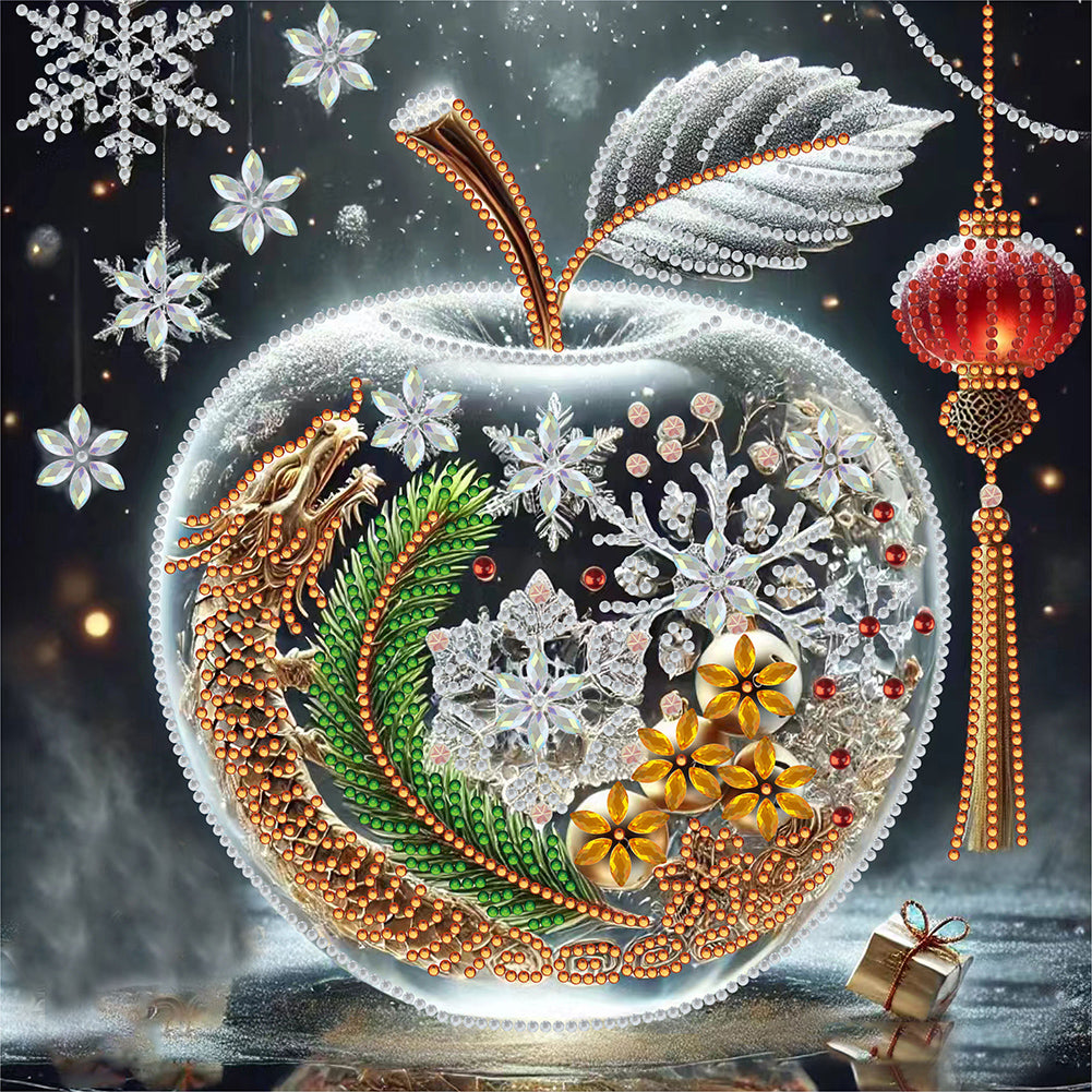 Diamond Painting - Partial Special Shaped - Snowflake dragon apple (30*30CM)