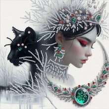 Load image into Gallery viewer, Diamond Painting - Partial Special Shaped - Snowflake black cat girl (30*30CM)
