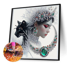 Load image into Gallery viewer, Diamond Painting - Partial Special Shaped - Snowflake black cat girl (30*30CM)

