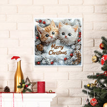 Load image into Gallery viewer, Diamond Painting - Partial Special Shaped - Pine cone double cat (30*30CM)
