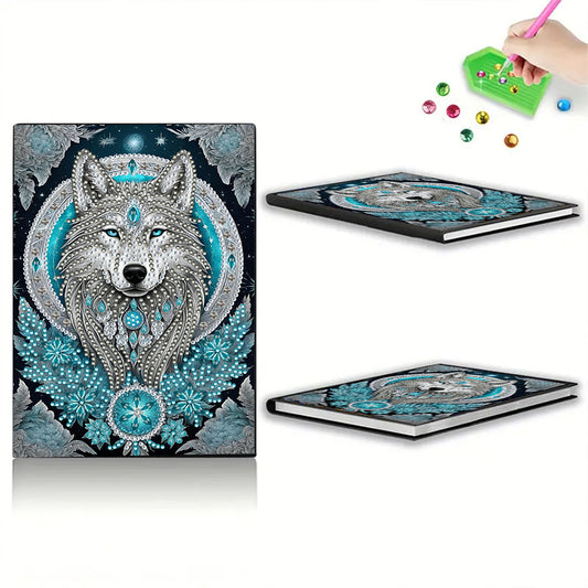 Special Shaped Wolf 50 Pages Diamond Painting Notebook for Adults Students
