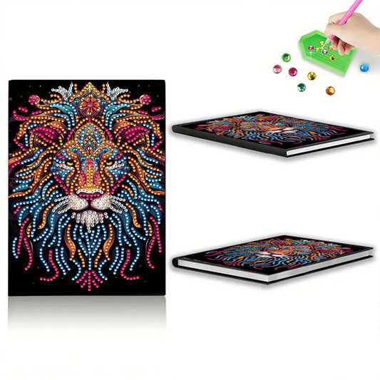 Special Shaped Lion 50 Pages Diamond Painting Notebook for Adults Students