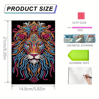 Special Shaped Lion 50 Pages Diamond Painting Notebook for Adults Students