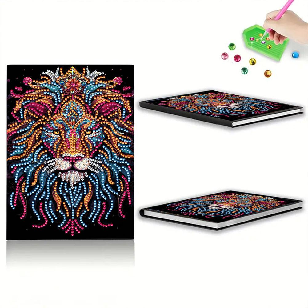 Special Shaped Lion 50 Pages Diamond Painting Notebook for Adults Students