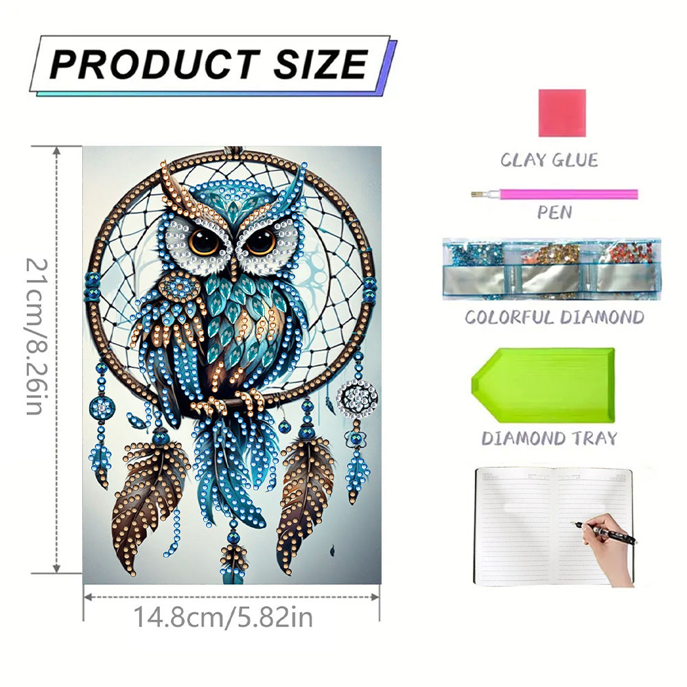 Special Shaped Owl Dreamcatcher 50 Pages Diamond Painting Notebook for Adults