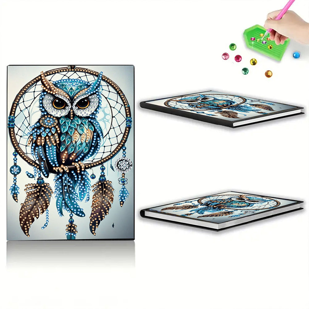 Special Shaped Owl Dreamcatcher 50 Pages Diamond Painting Notebook for Adults