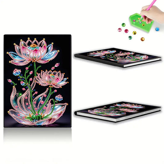 Special Shaped Lotus 50 Pages Diamond Painting Notebook for Adults Students