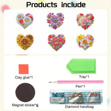 Load image into Gallery viewer, 6Pcs Bouquet Diamond Art Fridge Magnet DIY Fridge Stickers for Car Mailbox Decor
