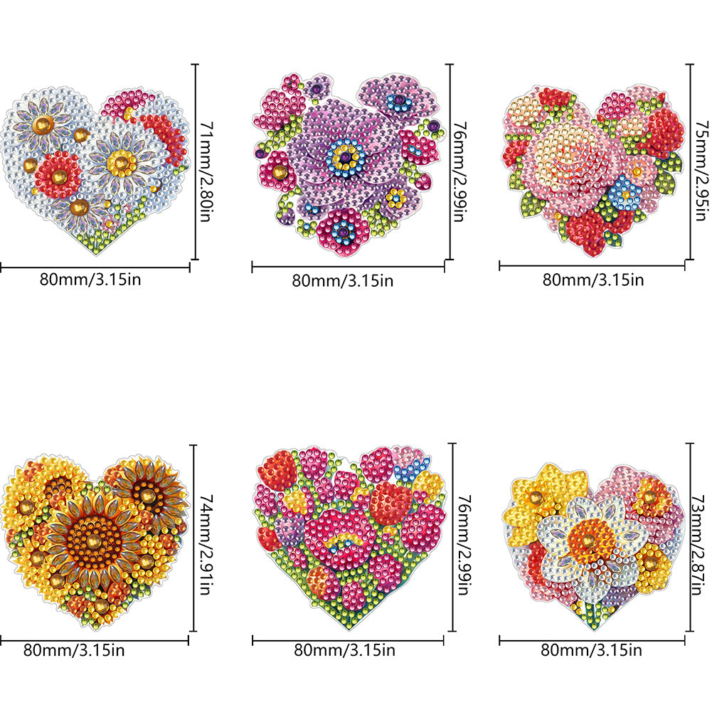 6Pcs Bouquet Diamond Art Fridge Magnet DIY Fridge Stickers for Car Mailbox Decor