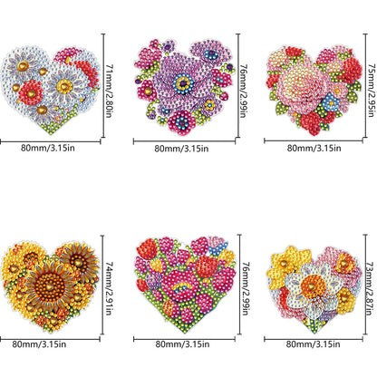 6Pcs Bouquet Diamond Art Fridge Magnet DIY Fridge Stickers for Car Mailbox Decor