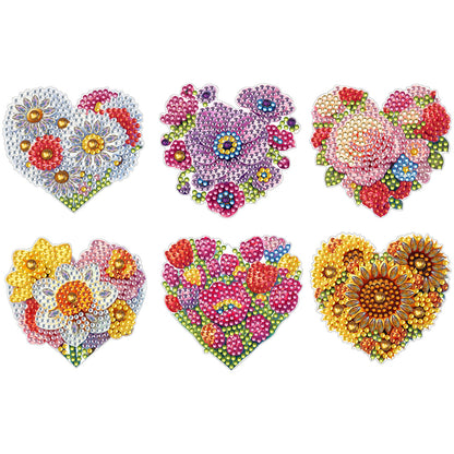 6Pcs Bouquet Diamond Art Fridge Magnet DIY Fridge Stickers for Car Mailbox Decor