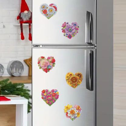 6Pcs Bouquet Diamond Art Fridge Magnet DIY Fridge Stickers for Car Mailbox Decor