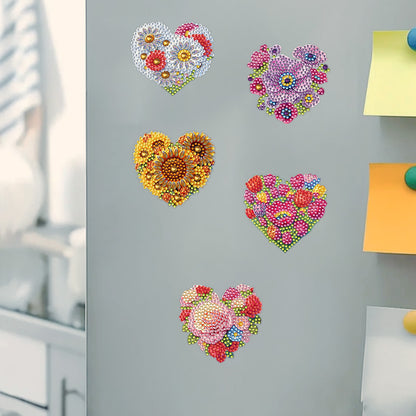 6Pcs Bouquet Diamond Art Fridge Magnet DIY Fridge Stickers for Car Mailbox Decor