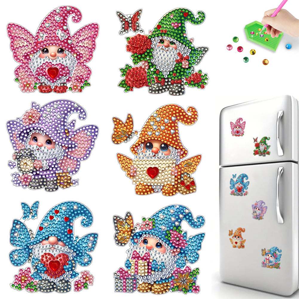6Pcs Bouquet Diamond Art Fridge Magnet DIY Fridge Stickers for Car Mailbox Decor