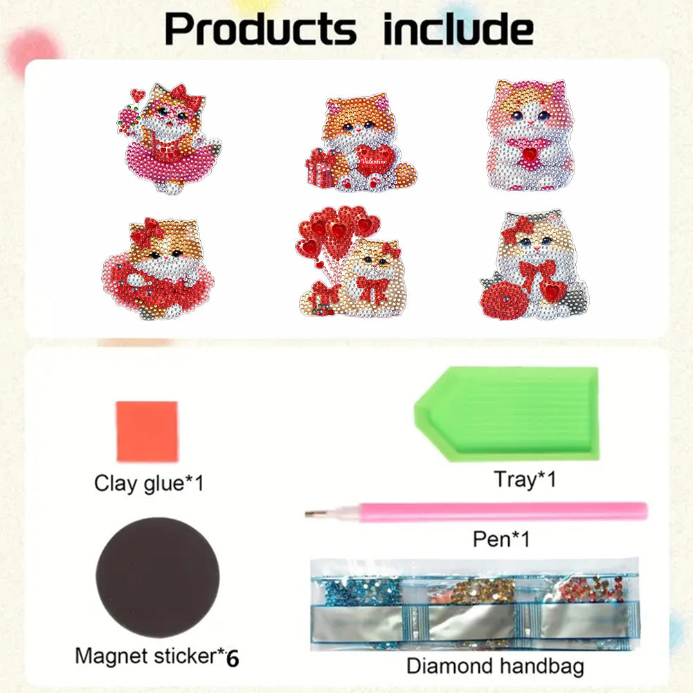 6Pcs Bouquet Diamond Art Fridge Magnet DIY Fridge Stickers for Car Mailbox Decor
