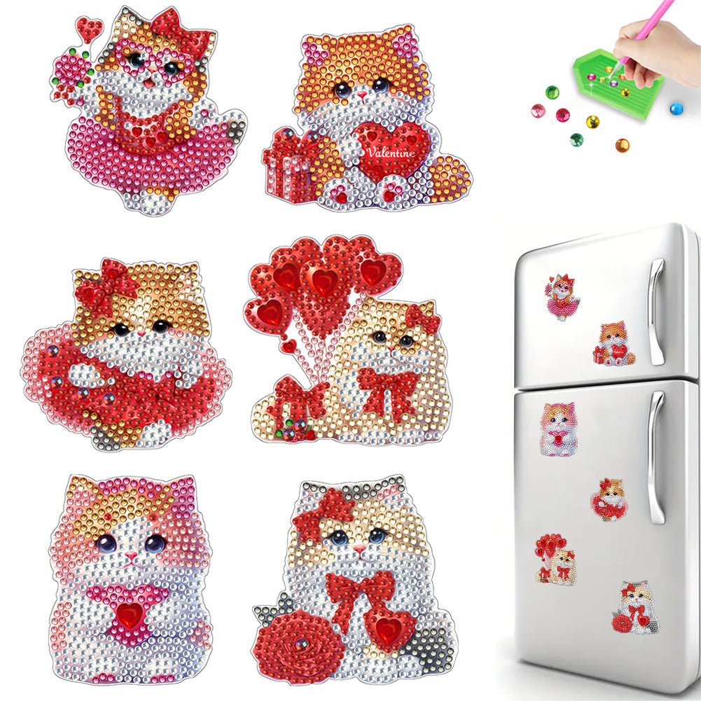 6Pcs Bouquet Diamond Art Fridge Magnet DIY Fridge Stickers for Car Mailbox Decor