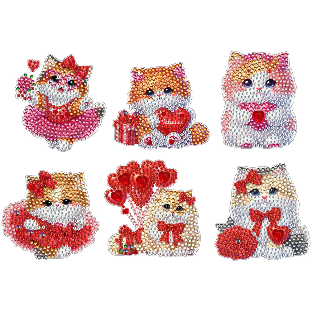 6Pcs Bouquet Diamond Art Fridge Magnet DIY Fridge Stickers for Car Mailbox Decor