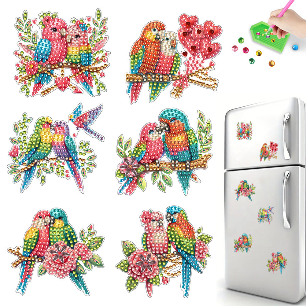 6Pcs Bouquet Diamond Art Fridge Magnet DIY Fridge Stickers for Car Mailbox Decor
