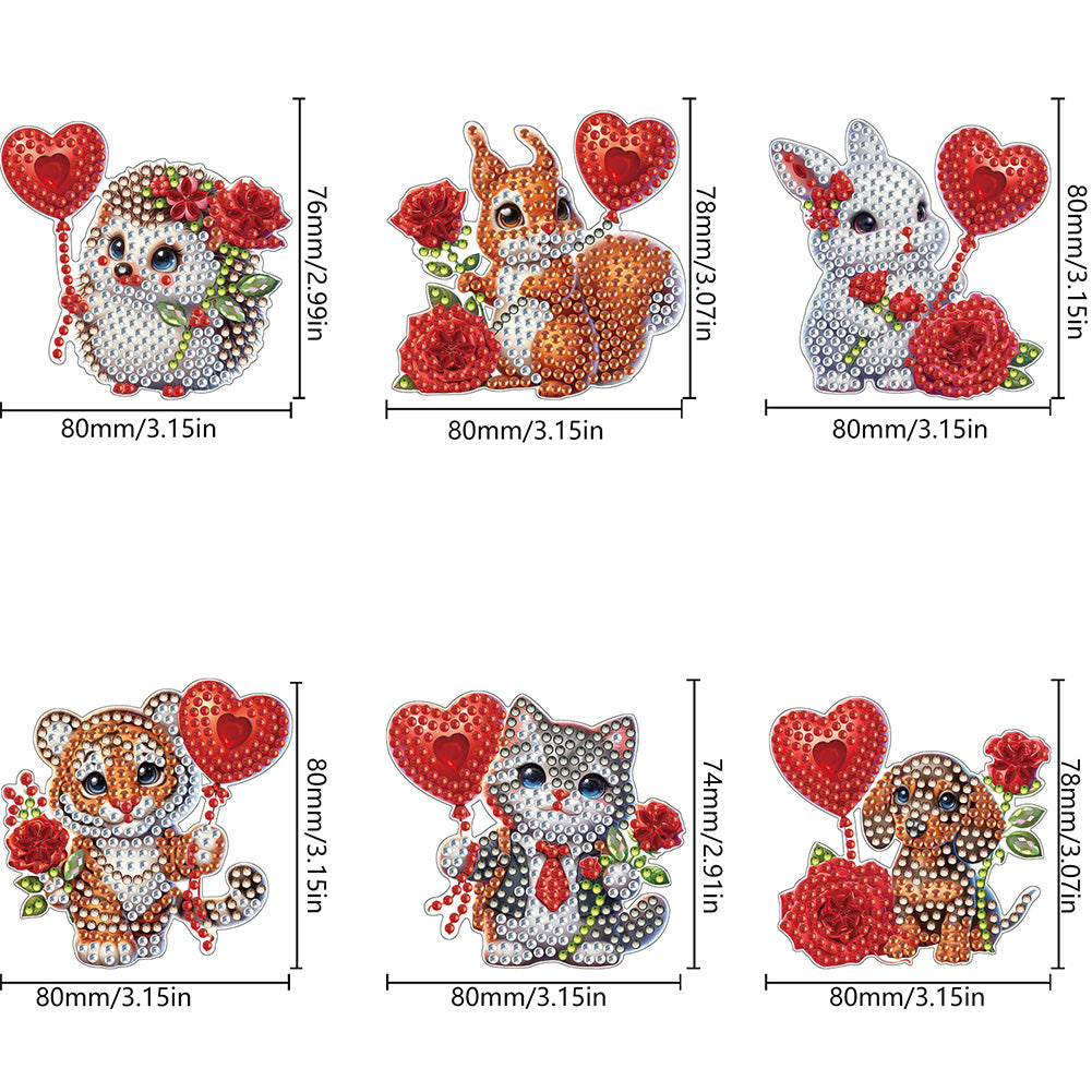 6Pcs Bouquet Diamond Art Fridge Magnet DIY Fridge Stickers for Car Mailbox Decor