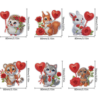 6Pcs Bouquet Diamond Art Fridge Magnet DIY Fridge Stickers for Car Mailbox Decor