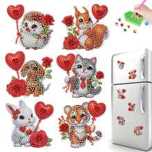 Load image into Gallery viewer, 6Pcs Bouquet Diamond Art Fridge Magnet DIY Fridge Stickers for Car Mailbox Decor

