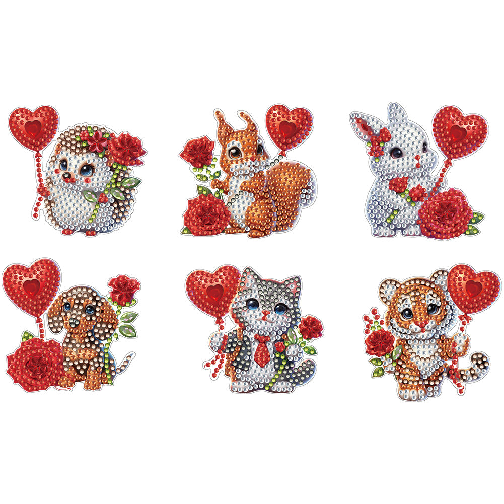 6Pcs Bouquet Diamond Art Fridge Magnet DIY Fridge Stickers for Car Mailbox Decor
