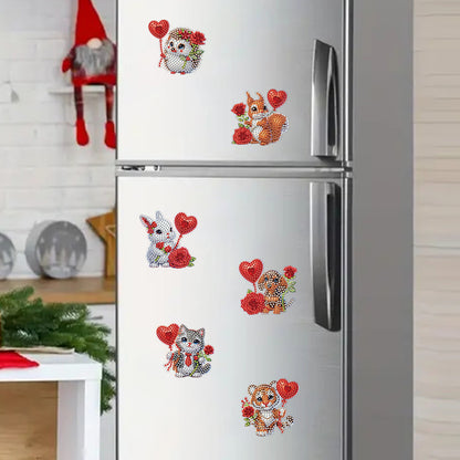 6Pcs Bouquet Diamond Art Fridge Magnet DIY Fridge Stickers for Car Mailbox Decor
