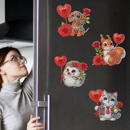 6Pcs Bouquet Diamond Art Fridge Magnet DIY Fridge Stickers for Car Mailbox Decor