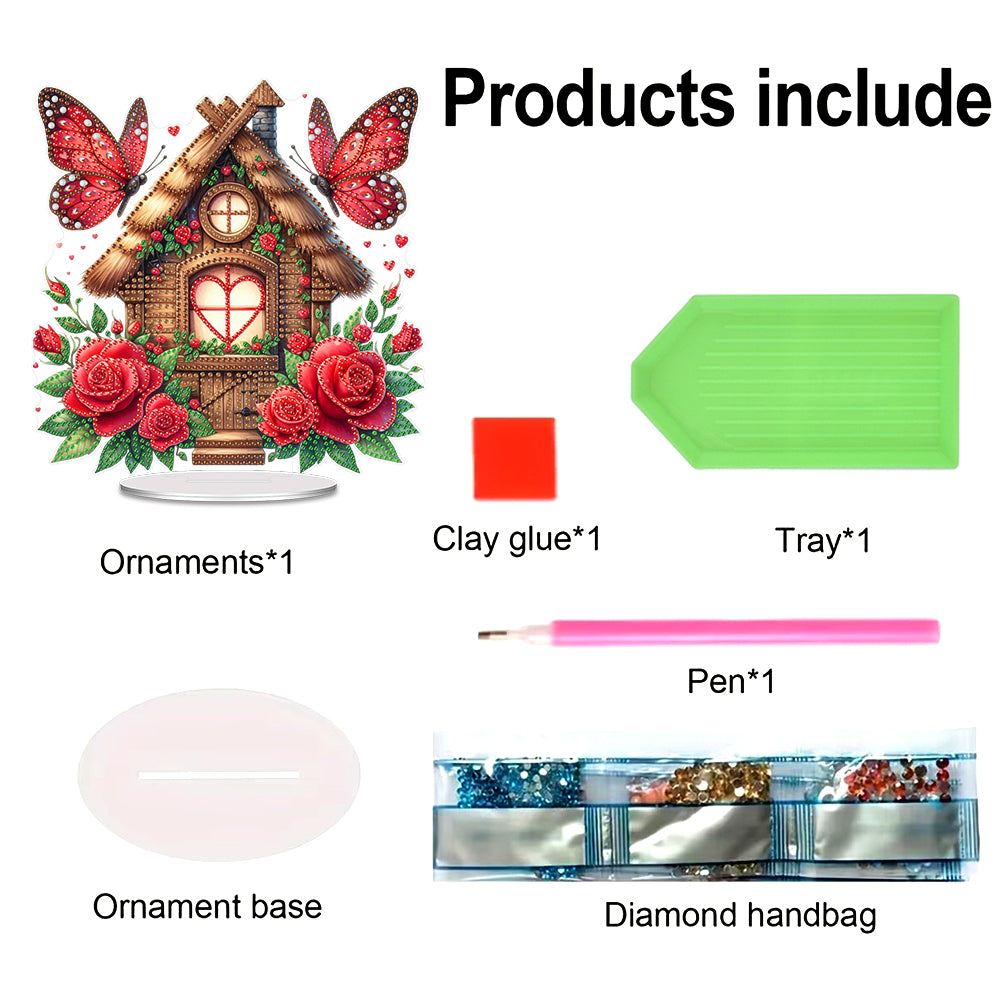 Acrylic Special Shape Flower Cake Desktop Diamond Art Kits for Home Office Decor