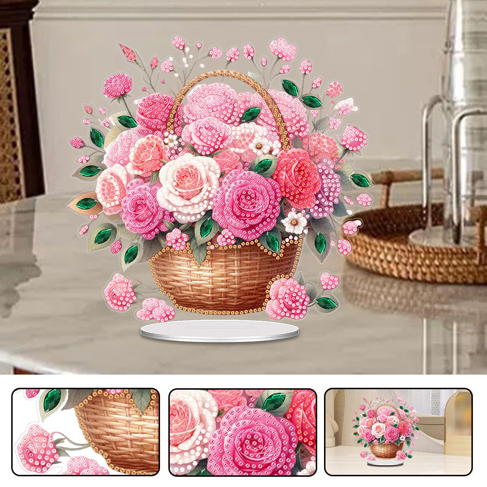 Acrylic Special Shape Flower Cake Desktop Diamond Art Kits for Home Office Decor