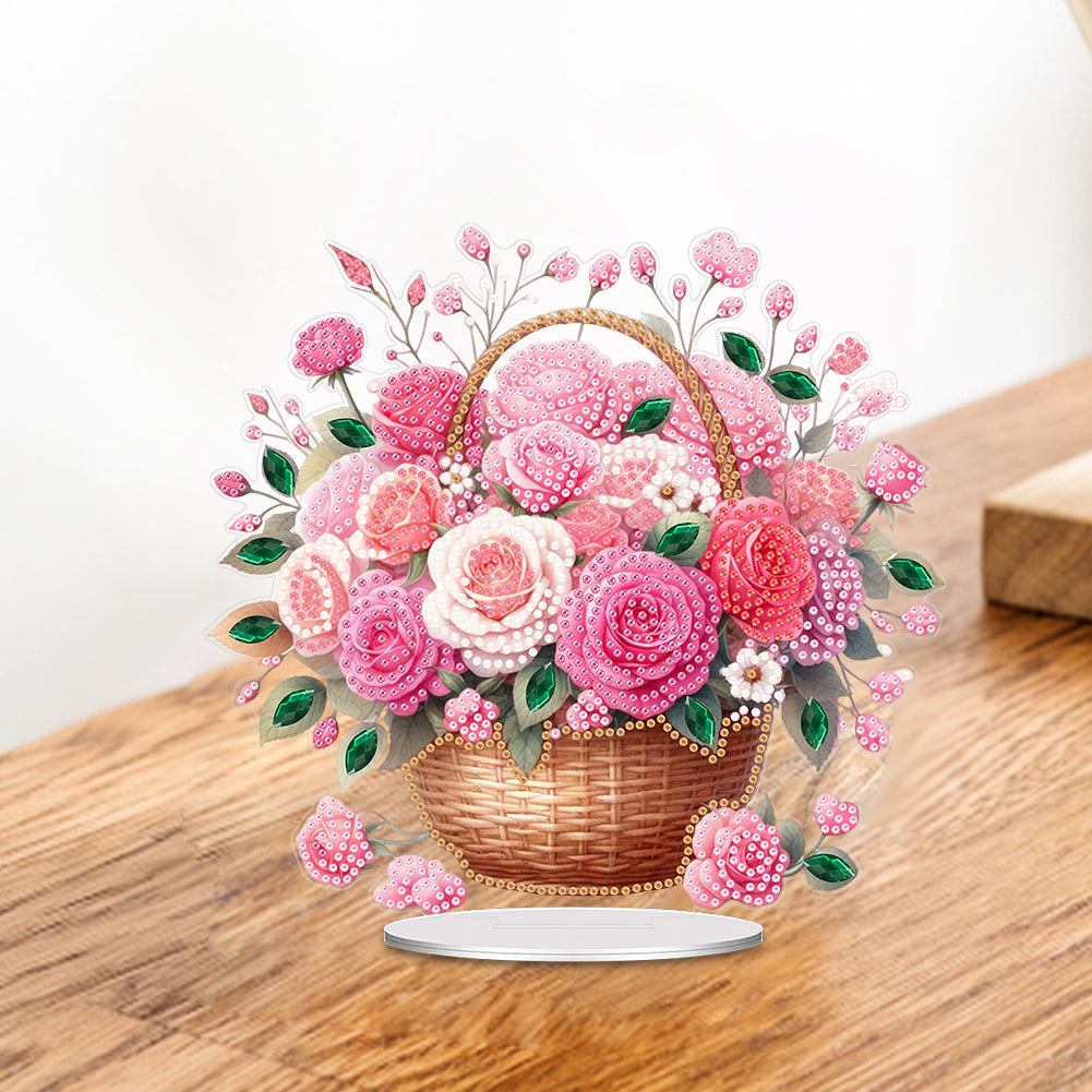 Acrylic Special Shape Flower Cake Desktop Diamond Art Kits for Home Office Decor