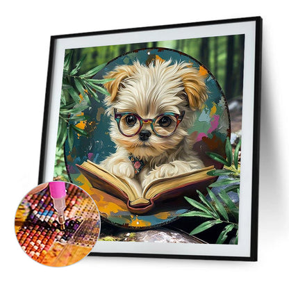 AB Diamond Painting - Full Round - Reading puppy (40*40CM)